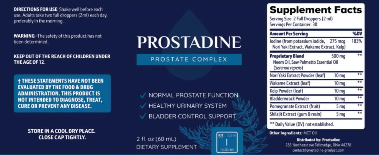 Prostadine Supplement Facts